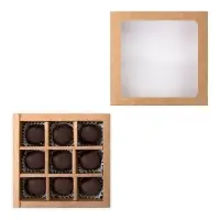 Коробка для 9 конфет, крафт, 13.5&times;13.5&times;3.2 см