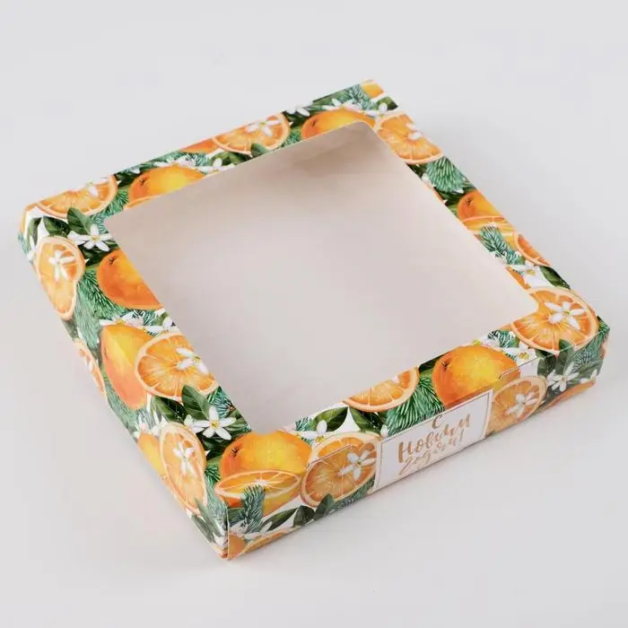 Коробка складная &laquo;Мандариновое настроение&raquo;, 20 х 20 х 4 см