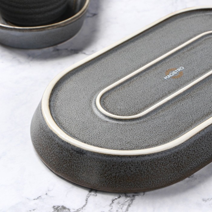 Блюдо фарфоровое овальное Magistro Urban, 450 мл, 24&times;13,7&times;2,7 см, цвет серый