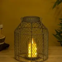 Подсвечник фонарь со стеклянной колбой 20х20х26 см, d 10 см, металл, цв. серый