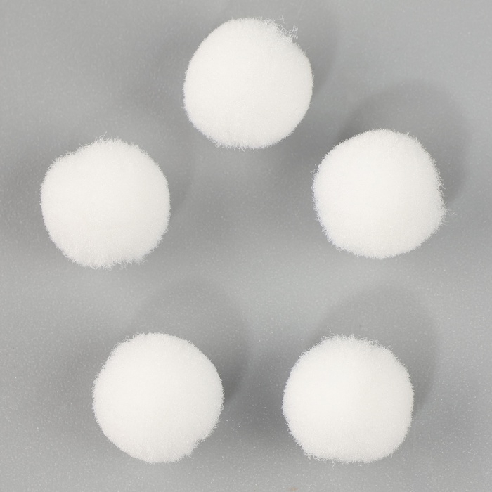 Набор текстильных деталей для декора &laquo;Бомбошки&raquo; 100 шт. набор, размер 1 шт. 1,2 см, цвет белый