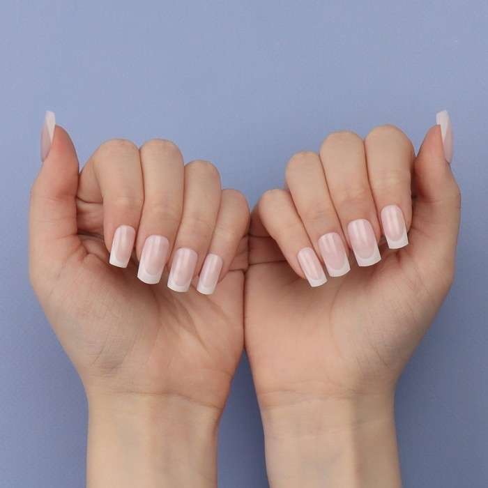 Накладные ногти &laquo;Classic French&raquo;, 24 шт, с клеевыми пластинами, форма мягкий квадрат, цвет нежно-розовый/белый