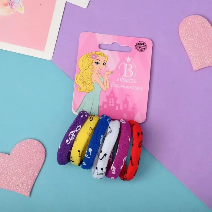 Резинка для волос "Спорт" (набор 6 шт) скрипичный ключ