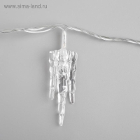 Гирлянда &laquo;Нить&raquo; 5 м с насадками &laquo;Льдинка&raquo;, IP20, прозрачная нить, 20 LED, свечение мульти (RG/RB), мигание, 220 В