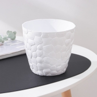 Горшок для цветов с поддоном &laquo;Камешки&raquo;, 1,6 л, пластик, белый