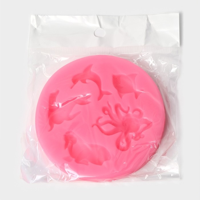 Молд &laquo;Морские друзья&raquo;, силикон, d=8,3 см, цвет розовый