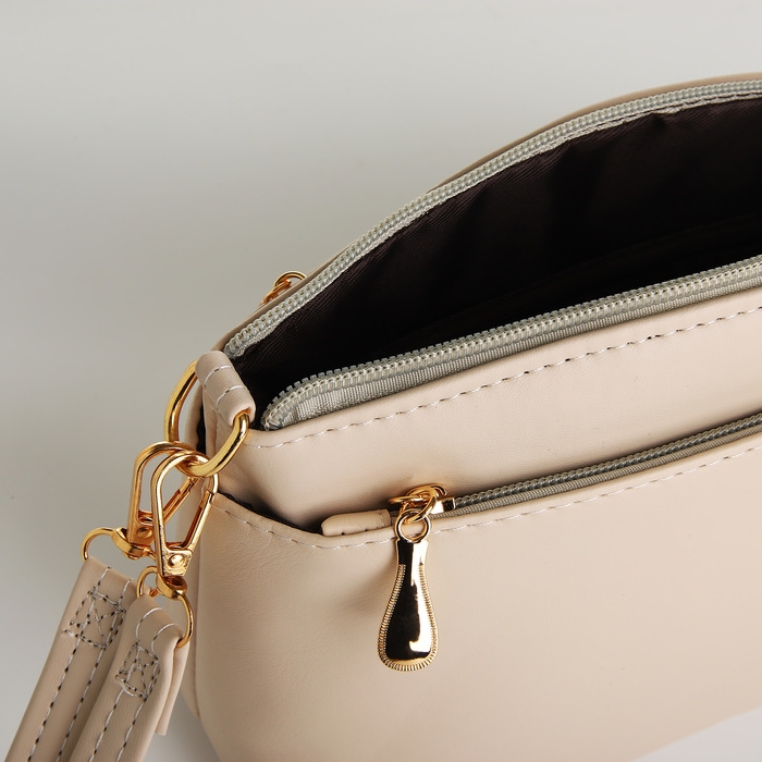 Сумка женская кросс-боди на молнии, цвет бежевый