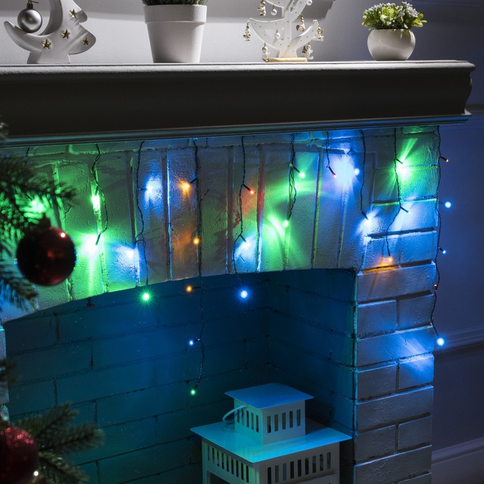 Гирлянда &laquo;Бахрома&raquo; 3 &times; 0.5 м, IP20, тёмная нить, 80 LED, свечение мульти, 8 режимов, 220 В