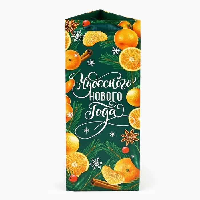 Пакет под бутылку, треугольный &laquo;Новый год&raquo;, 13 х 32 х 11.3 см, Новый год