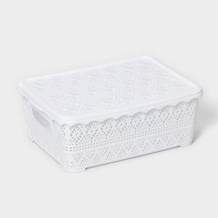 Контейнер для хранения с крышкой &laquo;Ажур&raquo;, пластик, 35&times;27&times;12 см, цвет МИКС