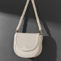 Ручка для сумки, канат, 60 &times; 1,5 см, с карабинами, цвет кремовый/золотой