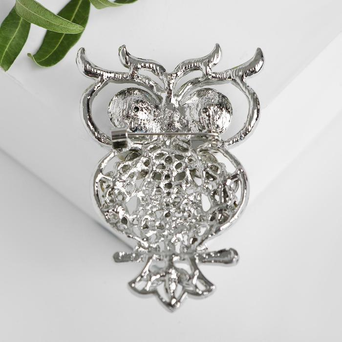 Брошь &laquo;Филин&raquo;, цвет сине-золотой в серебре