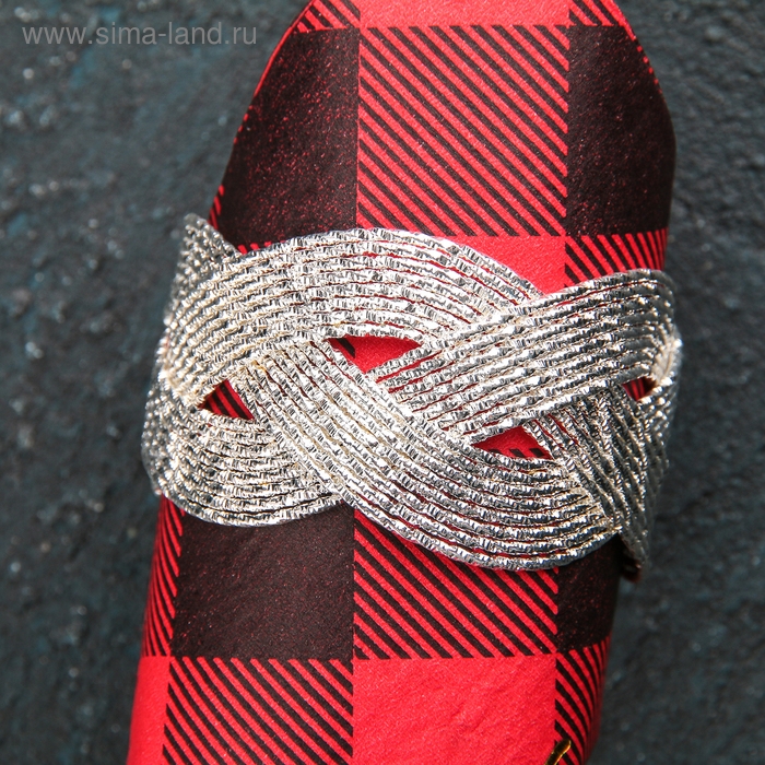 Кольцо для салфетки &laquo;Коса&raquo;, 6&times;5&times;3 см, цвет серебряный