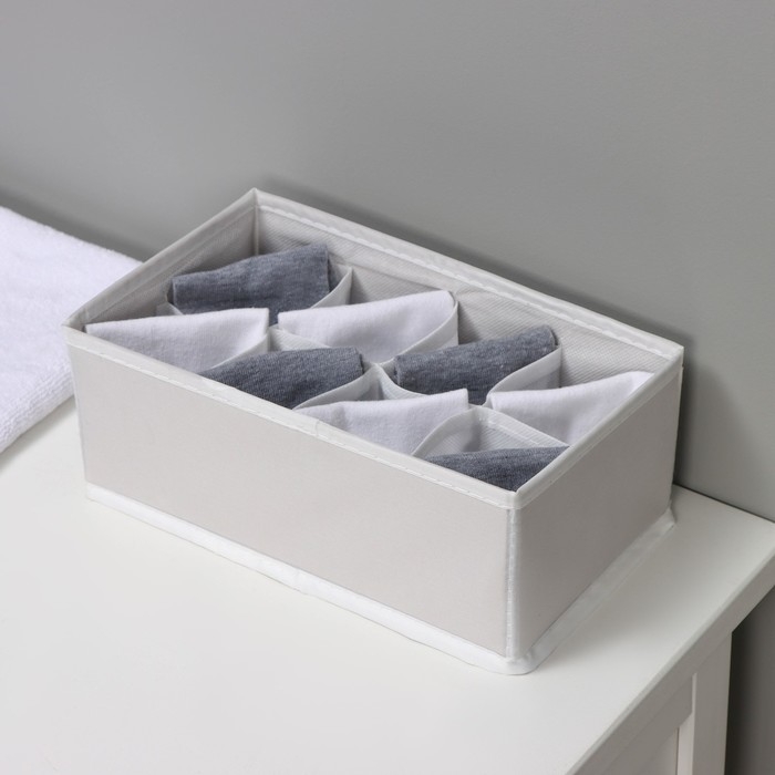Органайзер для хранения белья LaDо́m, 8 ячеек, 24&times;14&times;10 см, цвет серый