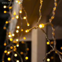 Гирлянда &laquo;Бахрома&raquo; 3 &times; 0.6 м, IP44, УМС, прозрачная нить, 160 SMD-LED, свечение тёплое белое, 220 В