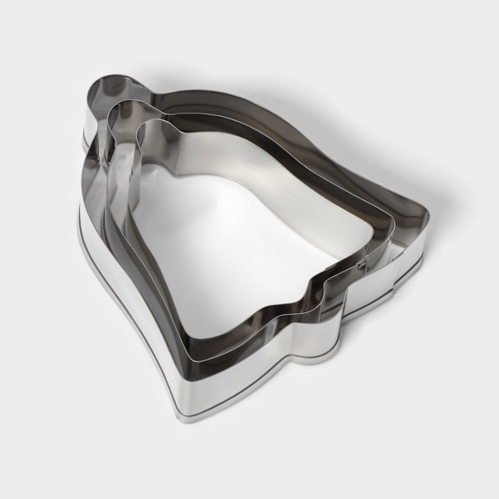 Набор форм для печенья Доляна &laquo;Колокольчик&raquo;, 3 шт, 6&times;6 см, цвет серебристый