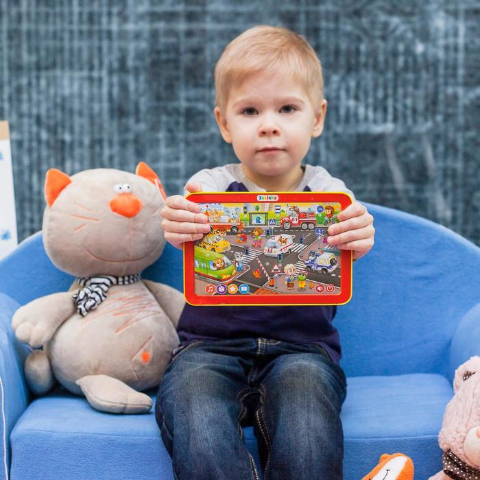 Обучающий планшет &laquo;Уроки светофора: учим ПДД&raquo;, звуки города, профессии, песенки, работает от батареек