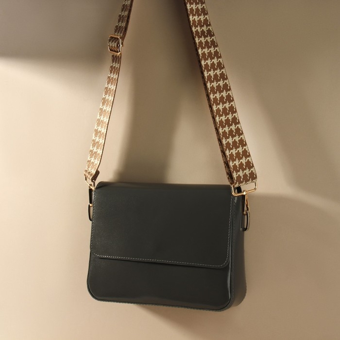 Ручка для сумки &laquo;Гусиная лапка&raquo;, стропа, с карабинами, 139 &plusmn; 3 &times; 3,8 см, цвет бежевый/коричневый