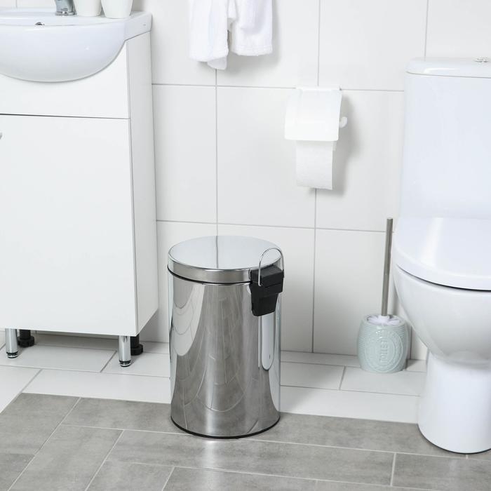 Ведро с педалью Доляна, 12 л, нержавеющая сталь