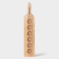 Доска для подачи шотов с ручкой, 45&times;9&times;1,8 см, на 6 рюмок, диаметр ячеек 3,9 см, с пропиткой, берёза