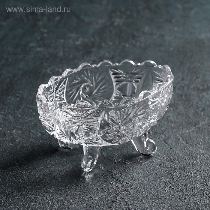 Конфетница стеклянная на ножках Доляна &laquo;Вихрь&raquo;, 13,5&times;9&times;7,5 см