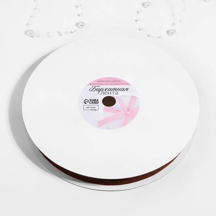 Лента бархатная, с золотым люрексом, 20 мм, 18 &plusmn; 1 м, цвет коричневый №119