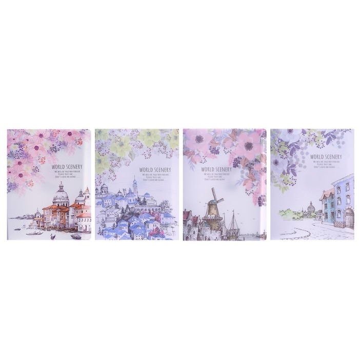 Папка А4, &laquo;Города&raquo; 30 прозрачных файлов, пластик, 400 мкм, МИКС