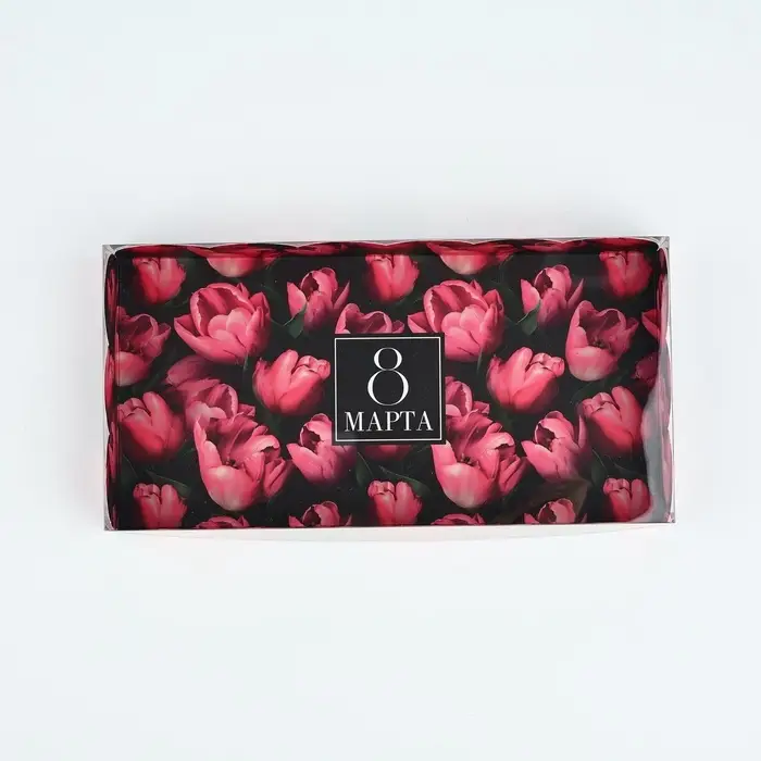 Коробка для кондитерских изделий с пластиковой крышкой &laquo;8 Марта&raquo;, 10.5 х 21 х 3 см