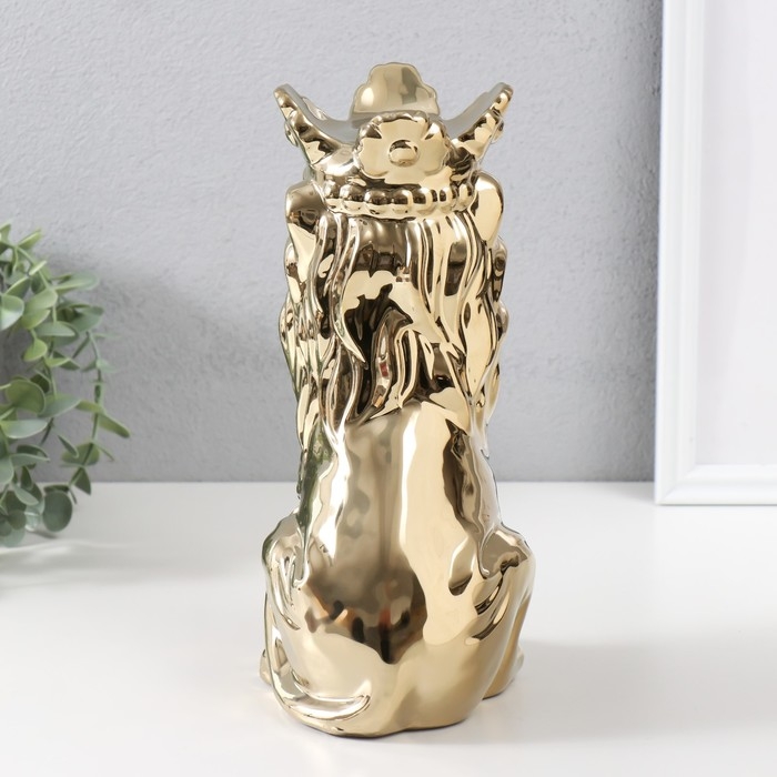 Сувенир керамика "Лев в короне" золото 17х12х26 см