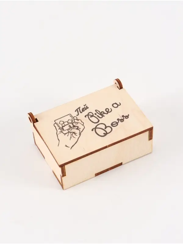 Коробка подарочная деревянная &laquo;Пей like a boss&raquo; 8,5 х 6 х 3,5 см