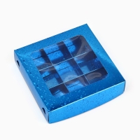 Коробка для конфет &laquo;Синие звёздочки&raquo;, 14.5 х 14.5 х 3.5 см