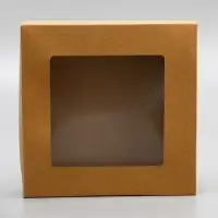 Коробка складная, с окном крафт, 20&times;20&times;4 см