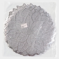 Салфетка сервировочная на стол &laquo;Цветок&raquo;, d=43 см, цвет серебряный