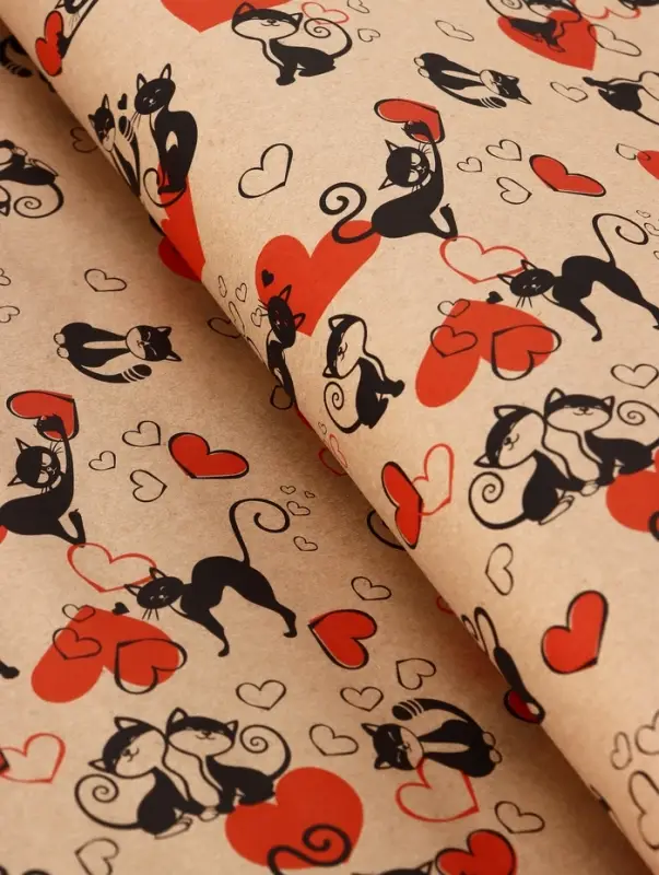 Бумага упаковочная крафт &laquo;Ля Мур&raquo;, черный/красный, 0.72&times;10 м, 60&plusmn;5% г