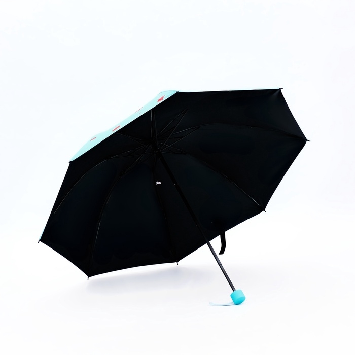 Зонт механический &laquo;Ягоды&raquo;, эпонж, 4 сложения, 8 спиц, R = 49/55 см, D = 110 см, цвет голубой