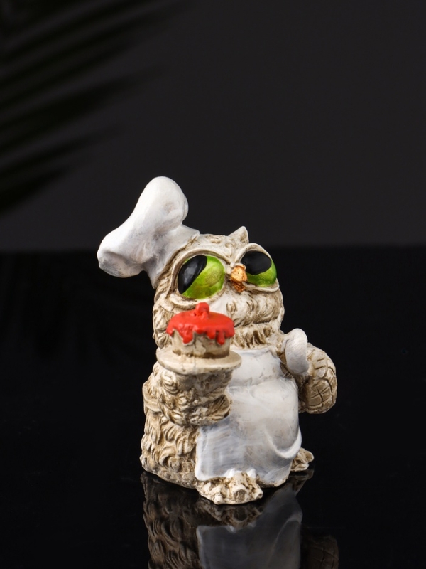 Набор фигур "4 совы на подносе" размер 20х10х10 см, бежевый