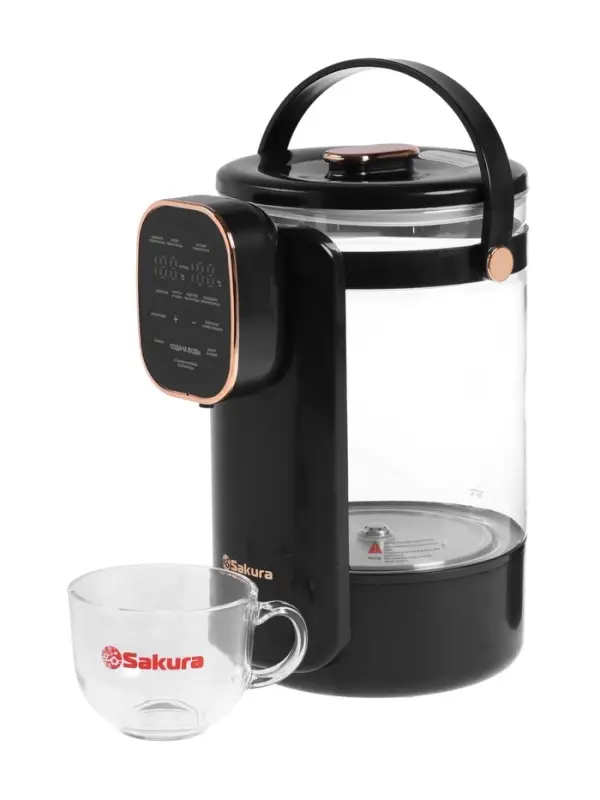 Термопот Sakura SA-1375BK, 1200 Вт, 3 л, 45-100&deg;С, сенсор, LCD дисплей,  стекло, черный