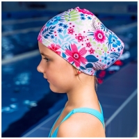 Шапочка для плавания детская ONLYTOP Swim &laquo;Цветочный мир&raquo;, тканевая, обхват 46-52 см