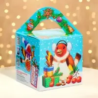 Подарочная коробка Новогодняя Кубик большой &laquo;Бельчата&raquo; с анимацией 12&times;12&times;12 см