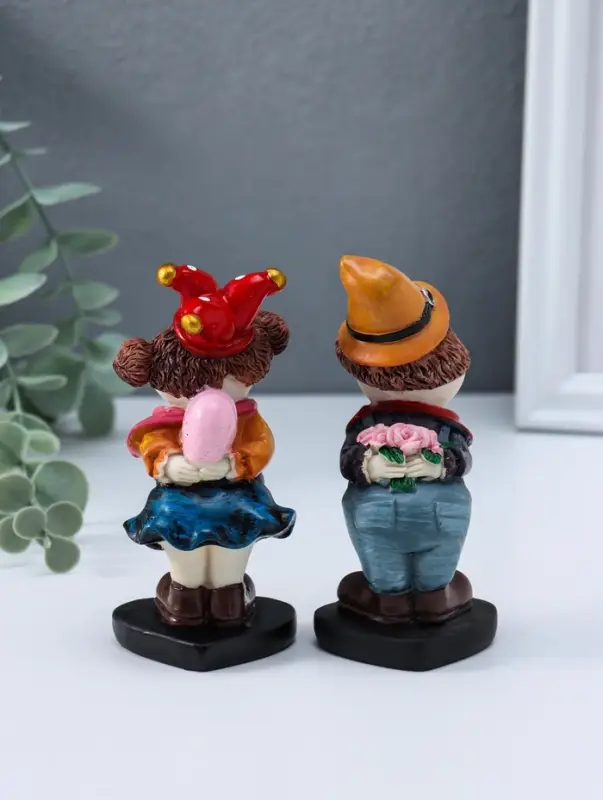 Сувенир полистоун "Клоуны - признание в любви" набор 2 шт 5,2х5х11,5 см