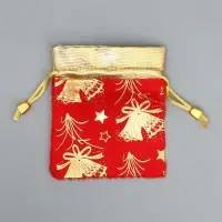 Мешочек подарочный плюш &laquo;Новогодние салюты&raquo;, колокольчики, тиснение, 10 х 12 см +/- 1.5 см