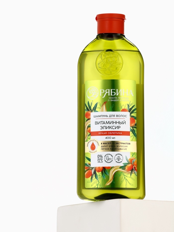 Шампунь для волос, витаминный эликсир, аромат облепихи, 250 мл, Рябина