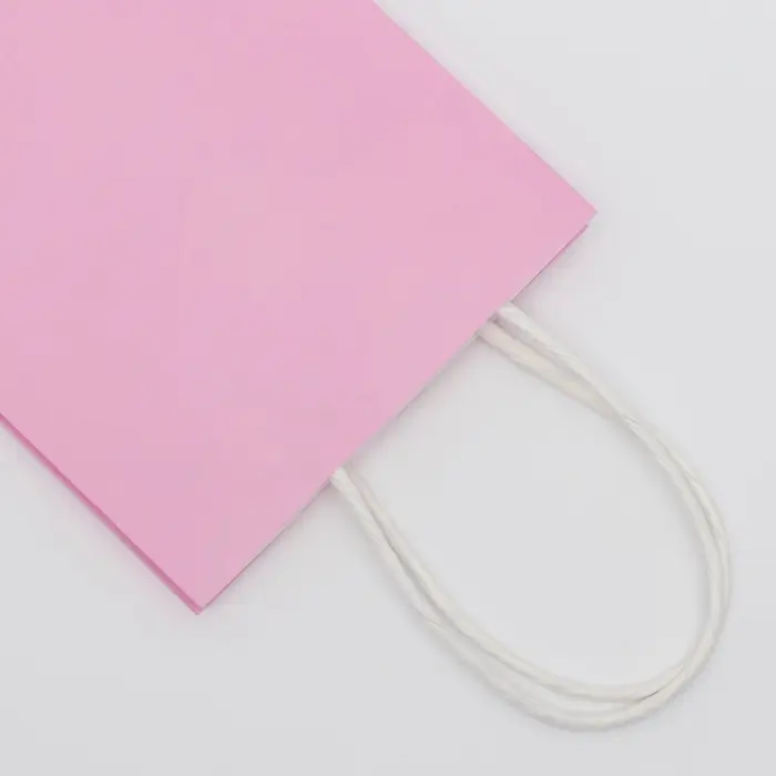 Пакет крафт розовый, круглая ручка, 15&times;12&times;6 см, 120 г