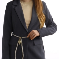 Портупея жемчужная с кулоном &laquo;Ракушка&raquo;, 129 см, белая в золоте