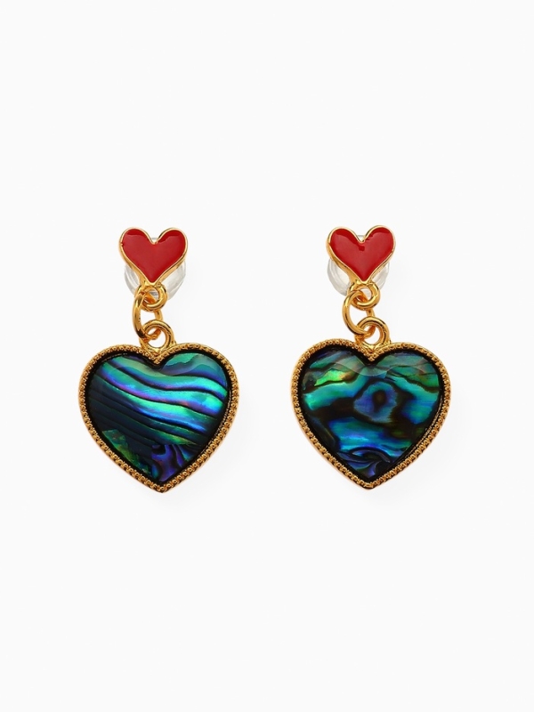 Серьги &laquo;Галиотис&raquo; сердце, цвет зелёный в золоте