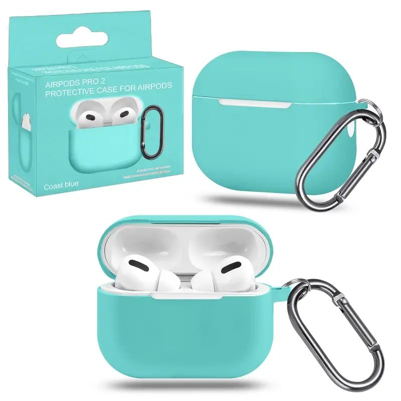 Чехол APods Pro 2 с карабином №17 coast blue (только для версии Lightning)
