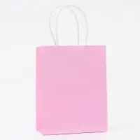Пакет крафт розовый, круглая ручка, 15&times;12&times;6 см, 120 г