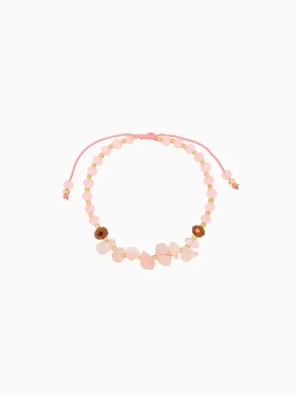Браслет, длина 16 см, цв. розовый, золотой