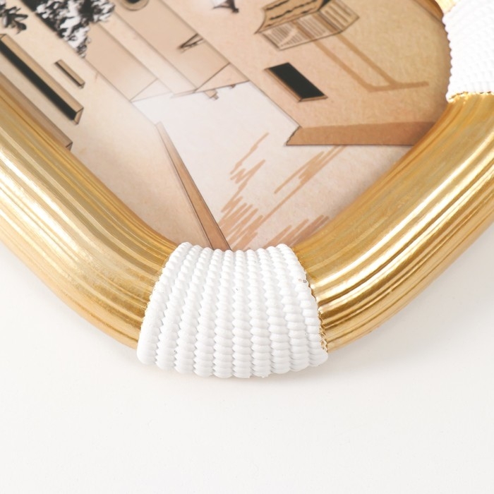 Фоторамка полистоун 10х15 см "Фабиан" золотая с белым 14,9х2,4х19,8 см