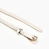 Ремень жен 03-01-01-01, Июнь2501, 1,8*0,3*110 см, без винта, пряж золото, 1 прокол, белый